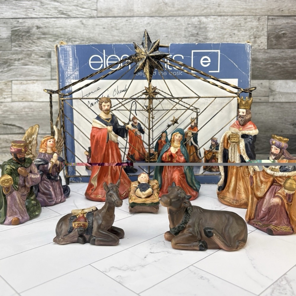Nativity Set Byzantine Porcelain in Box Christmas By Elements - 10 Piece Set